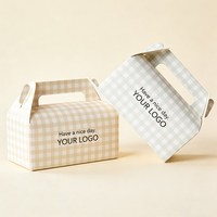 Boîtes d'emballage personnalisées en gros pour sandwichs et desserts avec poignée, faible MOQ, qualité alimentaire, pour bonbons, gâteaux et snacks, encre à base de soja