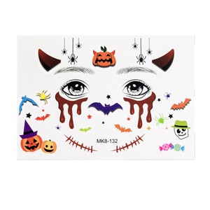 Autocollants fluorescents pour le visage pour Halloween, brillent dans le noir, imperméables, maquillage de cosplay, décoration, autocollants transférables - Product Image 5