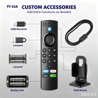 Control Remoto Universal para TV KEYUAN TY-21A con Código Fijo, Anti-Golpes, Control por Voz, Batería AAA, Alcance de 20m
