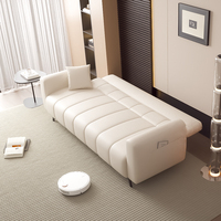 Modernes Schlafsofa mit Leder- und Stoffbezug Platzsparendes Design für Kompakte Wohnzimmer