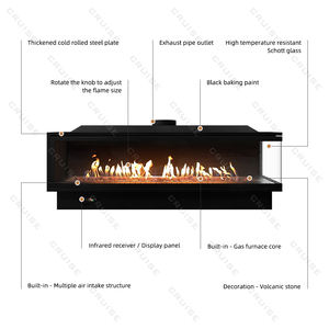 <span class=keywords><strong>Insert</strong></span> de <span class=keywords><strong>cheminée</strong></span> à gaz CRUISE à combustion propre et écologique, verre double face transparent pour voir le feu - Product Image 6