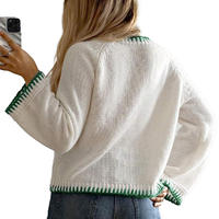 Haut en tricot jacquard confortable personnalisé haut de gamme de la boutique pull à rayures rétro Preppy pour femmes design décontracté pour le printemps