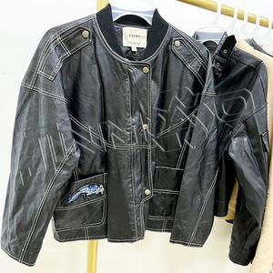 Venta caliente bueno como nuevo Casual <span class=keywords><strong>Boutique</strong></span> abrigos de cuero para mujer estilo Hip Hop corto mixto Bale ropa usada - Product Image 5