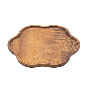 Plateau irrégulier en bois de noyer, plateau à thé et à collations en bois massif, plateau de service pour le thé de l'après-midi et le café - Product Image 5