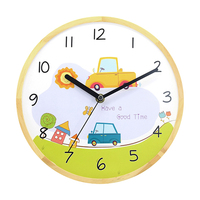 Jam Dinding Ramah Lingkungan Berbingkai Kayu, Senyap, Dekoratif untuk Kamar Anak, Hadiah