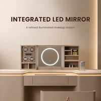 Vanité de maquillage de luxe en bois massif de style italien moderne miroir éclairé par LED réglable coiffeuse usage domestique Villa Living