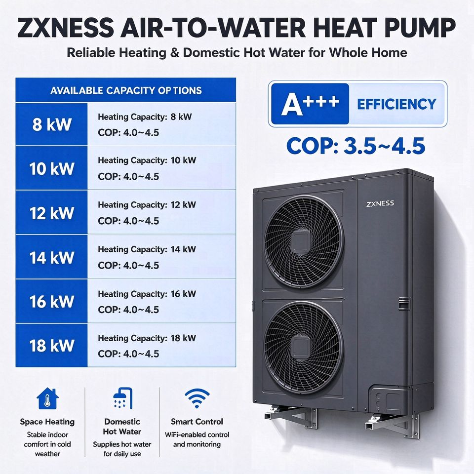 Series Inverters Layout New Design DC Inverter Heat Pump 8kw 10kw 12kw 14kw 16kw A+++ WIFI SG ...