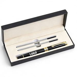 Ys569 Promotion Black Printed <b>Gold</b> Luxury Business Gift Sign <b>Pens</b> Metal Ballpoint <b>Pen</b> Set With Custom Logo and Box - Product Image 1