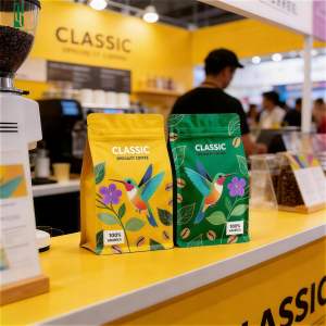 ถุงกาแฟพลาสติกแบบกำหนดเอง ขนาด 12 ออนซ์ 250 กรัม 500 กรัม 1 กิโลกรัม แบบก้นแบน มีซิปและวาล์ว สำหรับบรรจุภัณฑ์อาหารและกาแฟ - Product Image 5