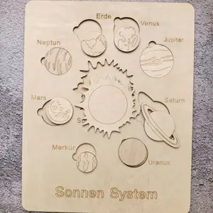 Sonnensystem-rompecabezas de madera Montessori para niños, juguete alemán