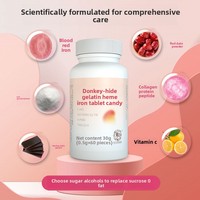 Comprimés de gélatine de peau d'âne en stock auprès des fabricants, enrichis en hémoglobine, fer, pyrophosphate ferreux et dattes rouges, pour améliorer la mémoire et le sommeil, complément nutritionnel