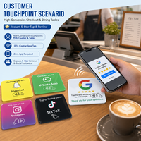 Cartes de visite NFC en acrylique, autocollants de table pour Google, Facebook, Instagram, restaurants, tags d'engagement pour les abonnés aux réseaux sociaux