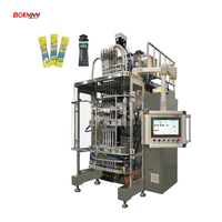 Machine d'emballage verticale automatique multi-voies à 6 voies pour sachets, pour liquides/pâtes de qualité alimentaire, avec étiquetage et remplissage haute précision