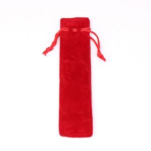Custom Logo Printed 3.5*17.5 Double Velvet <b>Pouch</b> Portable Pen Case Gift Packaging Drawstring Storage Bag - Product Image 3