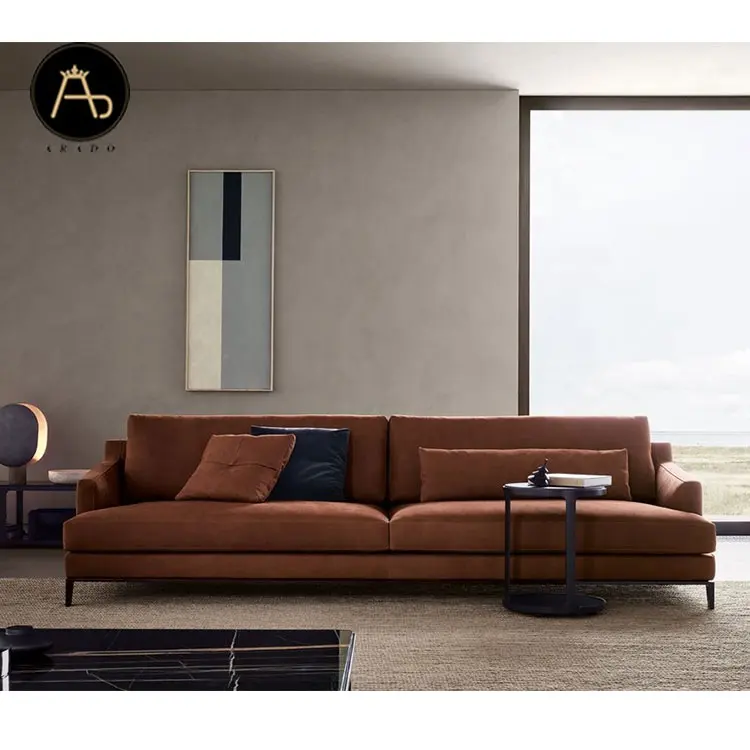 Modern Sofa Simple Design Living Room Furniture Sofa Set With High Quality Wine Red Fabric Living Room Sofas O