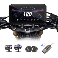 Écran CarPlay sans fil pour moto de 6,25 pouces, navigateur GPS étanche, caméras avant/arrière 1080P, DVR, TPMS, BSD, radar de recul T7A