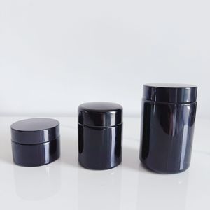 Tarro de cristal cilíndrico negro personalizable al por mayor, esmerilado, de 3.5 gramos, para almacenamiento de flores, 2oz 3oz 4oz, a prueba de olores, a prueba de niños - Product Image 2