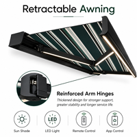 Auvent rétractable motorisé de qualité supérieure, entièrement en cassette, en aluminium, imperméable, pare-soleil pour patio, balcon, jardin, avec commande LED WiFi