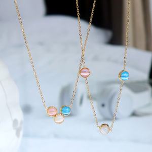 Collares de Moda 2026, Joyería Minimalista y Linda, Collar de Acero Inoxidable 316L con Baño de Oro PVD de 18k y Ojo de Gato para Mujer - Product Image 1