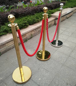 Barriere di sicurezza a sfera in metallo per il controllo della folla Stanchion con base in gomma corda rossa per la mostra del museo per eventi di eventi - Product Image 1