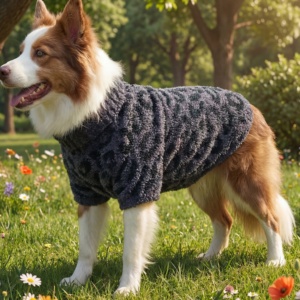 Venta Directa de Fábrica, Ropa para Mascotas de Dos Patas, Tejida con Estampado de Leopardo, 100% Poliéster, Fácil de Poner y Quitar, para Temporadas Frías MY - Product Image 3