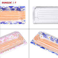 Sunzza paquete OEM y ODM caja de sushi de plástico desechable tapa antivaho 6PCs sushi sashimi contenedor