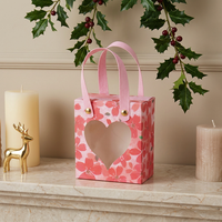 Boîte cadeau en papier écologique avec logo personnalisé, avec poignée, fenêtre transparente en PVC, boîte à bonbons pour mariage, anniversaire, emballage de fête