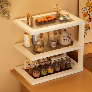 Estante Blanco Arcoíris de 3 Niveles, Organizador de Escritorio, Bambú Nan, Moderno, Minimalista, para Cocina, Oficina, Baño - Product Image 1