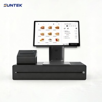 Terminal POS de Escritorio de 15.6 Pulgadas SUNTEK SC1 Android 14 OEM/ODM NFC Bajo Pantalla IP65 Resistente al Agua 128GB de Almacenamiento Protocolos Inalámbricos