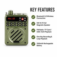 Amplificateur vocal portable Y819 pour 5 voix avec écran numérique LED, radio FM, lecteur MP3, USB, TF, AUX pour l'enseignement et les guides touristiques