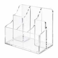 Support de Présentation en Acrylique Personnalisé pour Télécommandes – Organisateur Transparent Multi-emplacements pour Télécommandes TV avec Séparateurs et Panneau Logo – Support de Bureau