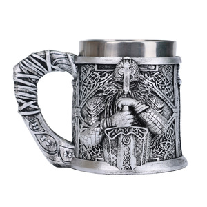 Taza de Cerveza Vikinga Medieval Retro con Diseño en Relieve 3D de Cabeza Vikinga, Taza de Café para Bar, Cerveza de Barril - Product Image 1