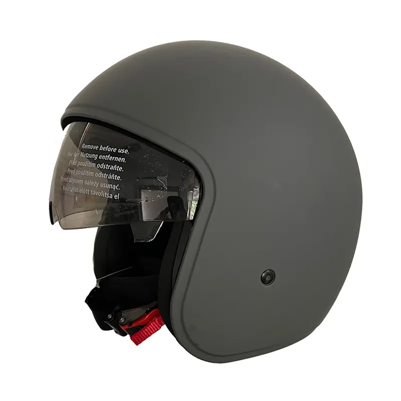 Gri/gri renk toptan yüksek dereceli Euro standart ECE R2206 retro 3/4 yarım vintage açık yüz motosiklet kask