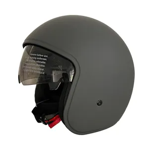 グレー/グレーカラー卸売高級ユーロ標準ECE R2206レトロ3/4ハーフヴィンテージオープンフェイスオートバイヘルメット