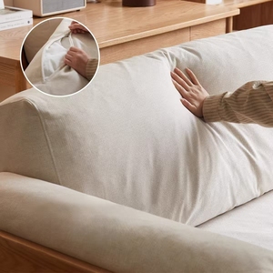 Divano Moderno Japandi in Tessuto a 3 Posti, Divano Cloud con Gambe in <span class=keywords><strong>Legno</strong></span> Massello, Arredamento Imbottito per Soggiorno - Product Image 5