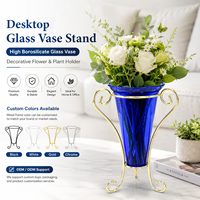 Support de vase en verre borosilicate haut de gamme, support métallique en spirale unique, présentoir moderne pour fleurs de bureau, support élégant pour plantes d'intérieur sur table