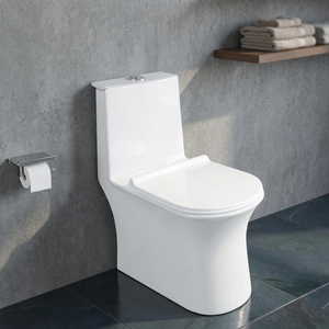 WC monobloc moderne en céramique blanche Ripone 4D à chasse d'eau, toilette à poser au sol - Product Image 5