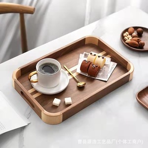 Walnut Wood <b>Tray</b> 30x17.8 Cm Modern Serving <b>Tray</b> For Coffee <b>Tea</b> Snacks Hotel Restaurant Use - Product Image 2