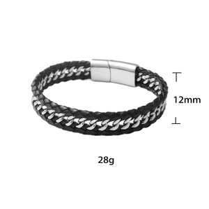 yunnique <b>Titanium</b> Steel Black Woven <b>Chain</b> Bracelet Magnetic Clasp Men's Jewelry Gift - Product Image 5