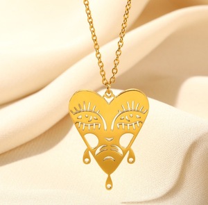 Collana con Ciondolo a Cuore Cavo in Titanio 316L all'Ingrosso per Donna Uomo Amante, Gioielli Anti-Appannamento - Product Image 5