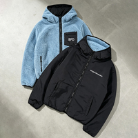 Veste Sherpa unisexe personnalisée en polaire épaisse et chaude pour l'hiver, à capuche zippée, coupe carrée courte, en nylon imprimé avec fermeture éclair réversible