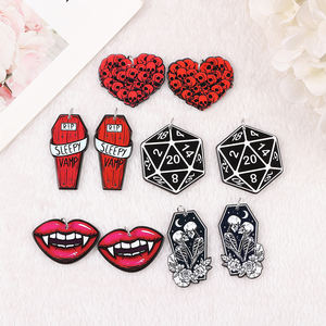 Pastel Goth <span class=keywords><strong>Halloween</strong></span> Charms R.I.P corazón labios acrílico ataúd joyería hallazgos para collar Diy fabricación - Product Image 1