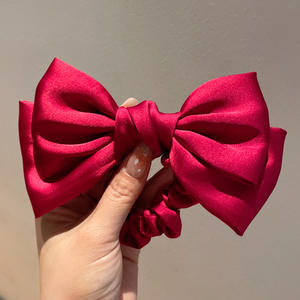 Estilo francés satén lazo cuerda para el cabello Cola de Caballo pelo scrunchies rhinestone temperamento lazo para el cabello niñas banda de goma - Product Image 6