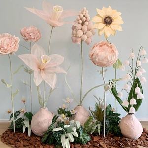 Set di Fiori Giganti Artificiali in Organza e Carta per Decorazione di Finestre, Matrimoni e Hotel - Product Image 3