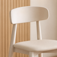 Chaise de salle à manger MULIGNA au design scandinave moderne, en bois massif blanc crème, minimaliste, avec dossier incurvé, pour la maison, l'hôtel, le restaurant