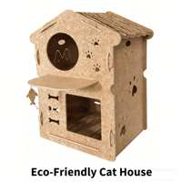 Maison pour chat en bois de qualité supérieure, toit en écorce naturelle, abri écologique pour animaux de compagnie, utilisation en intérieur