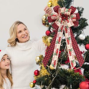 Pita Natal Besar Bermotif Kotak-Kotak Merah dari Kain Goni untuk Dekorasi Dinding, Pagar, dan Puncak Pohon Natal, untuk Dekorasi Natal 2027 - Product Image 5