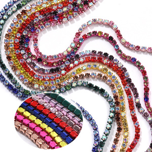 Nouvelle couleur en gros SS6/2mm Chaîne de <span class=keywords><strong>strass</strong></span> en verre 3D colorée motif 10 yards/rouleau à griffes pour bijoux et accessoires vestimentaires DIY - Product Image 3
