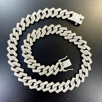 Bijoux Hip Hop glacés en alliage or argent avec strass 15mm losange cubain chaîne ras du cou collier