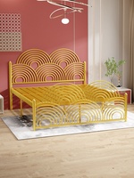 Lit simple ou double en fer forgé, style nordique moderne minimaliste, luxe léger, motif Nuages Auspicieux, disponible en tailles 12m/15m/18m